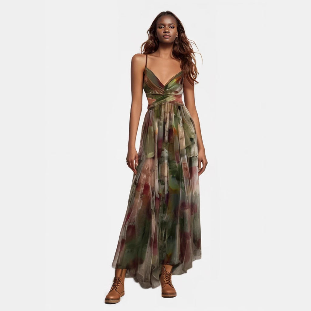 Strapless Backless V-Neck Holiday Party Gown Dress
