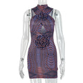 Printed Slim-fit Street-style Sheath Sleeveless Dress For Women