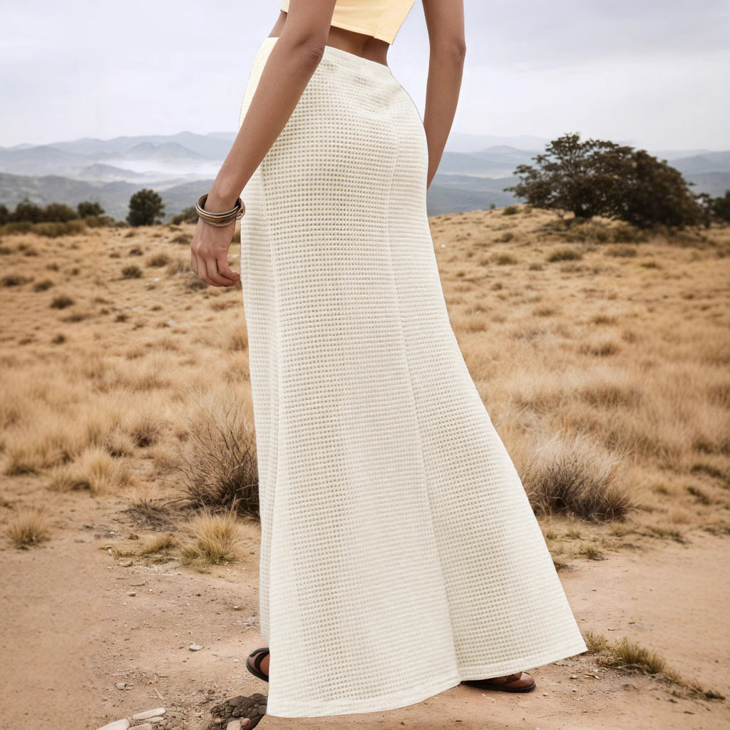 Metallic-accented Elegant And Textured Midi Skirt