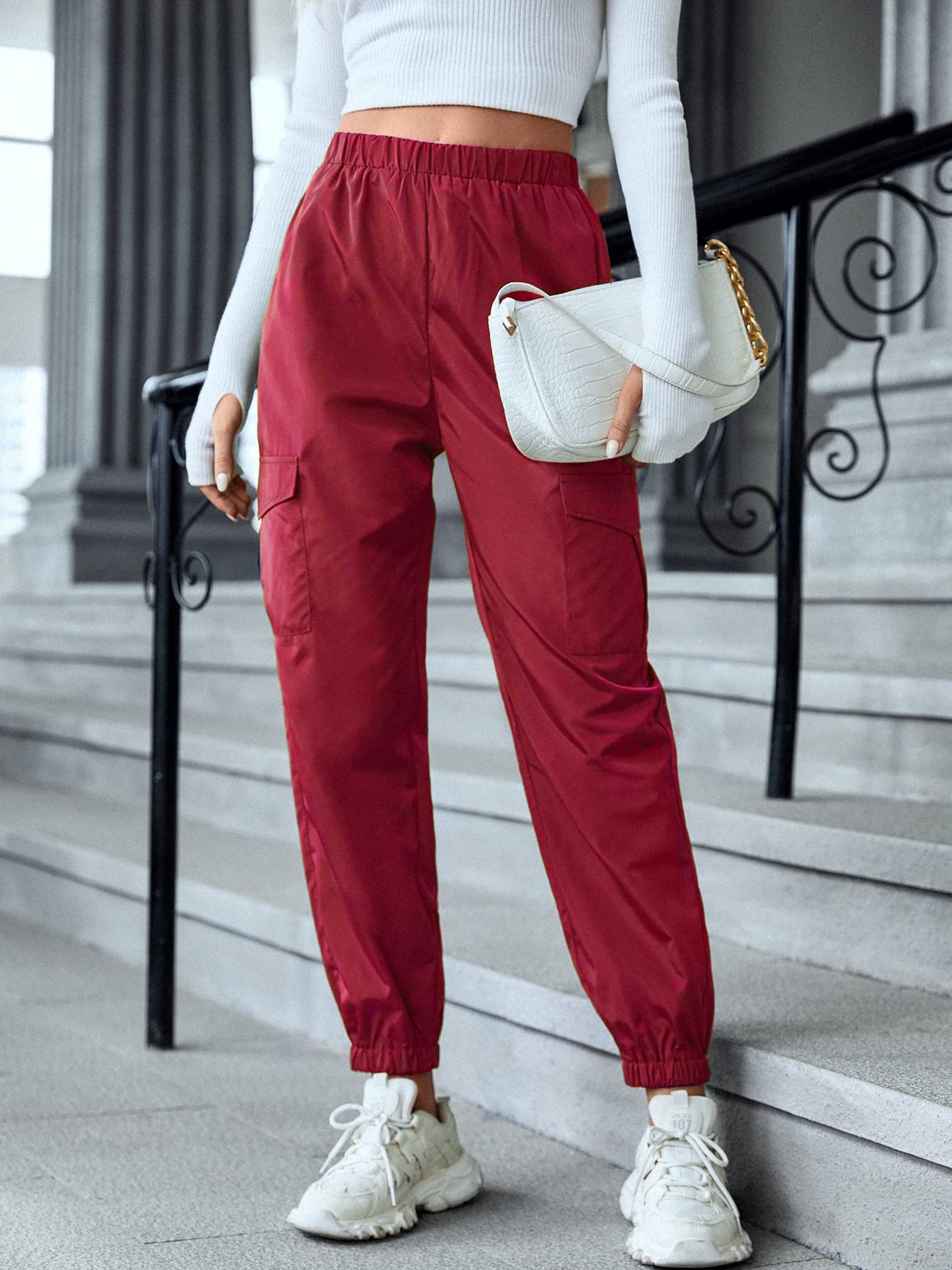Multi-Color Casual Working Pants Multi-pocket  Pants