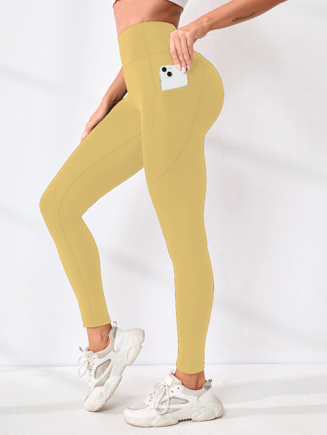 New High-waisted Sexy Slimming Solid-color Leggings For Running And Outdoor Sports