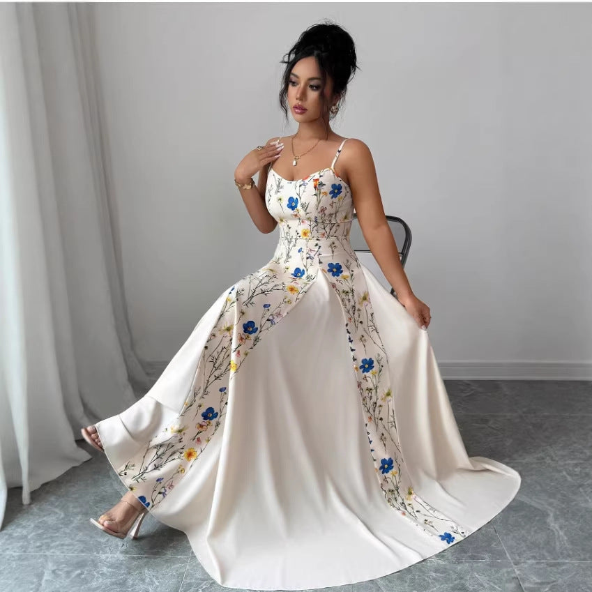 Womens Casual Minimalist Floral Halter Dress