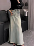 Womens Fashionable Casual Denim Long Skirt