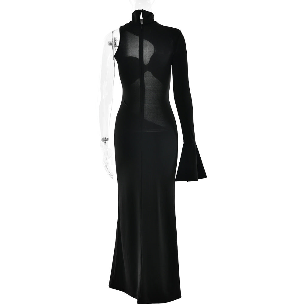 Womens Hollow-out Slim-fit Simple Long Dress