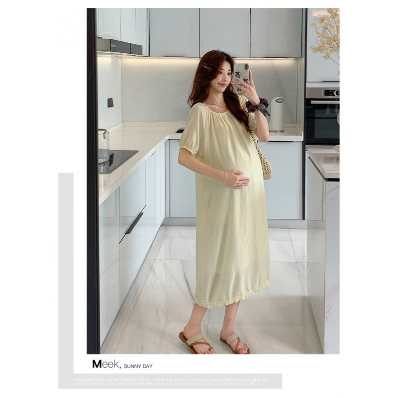 Sweet-style Age-reducing Chiffon Midi Dress With Pockets