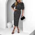 Elegant Commuter Polka-Dot Printed Dress Polka-Dot Print