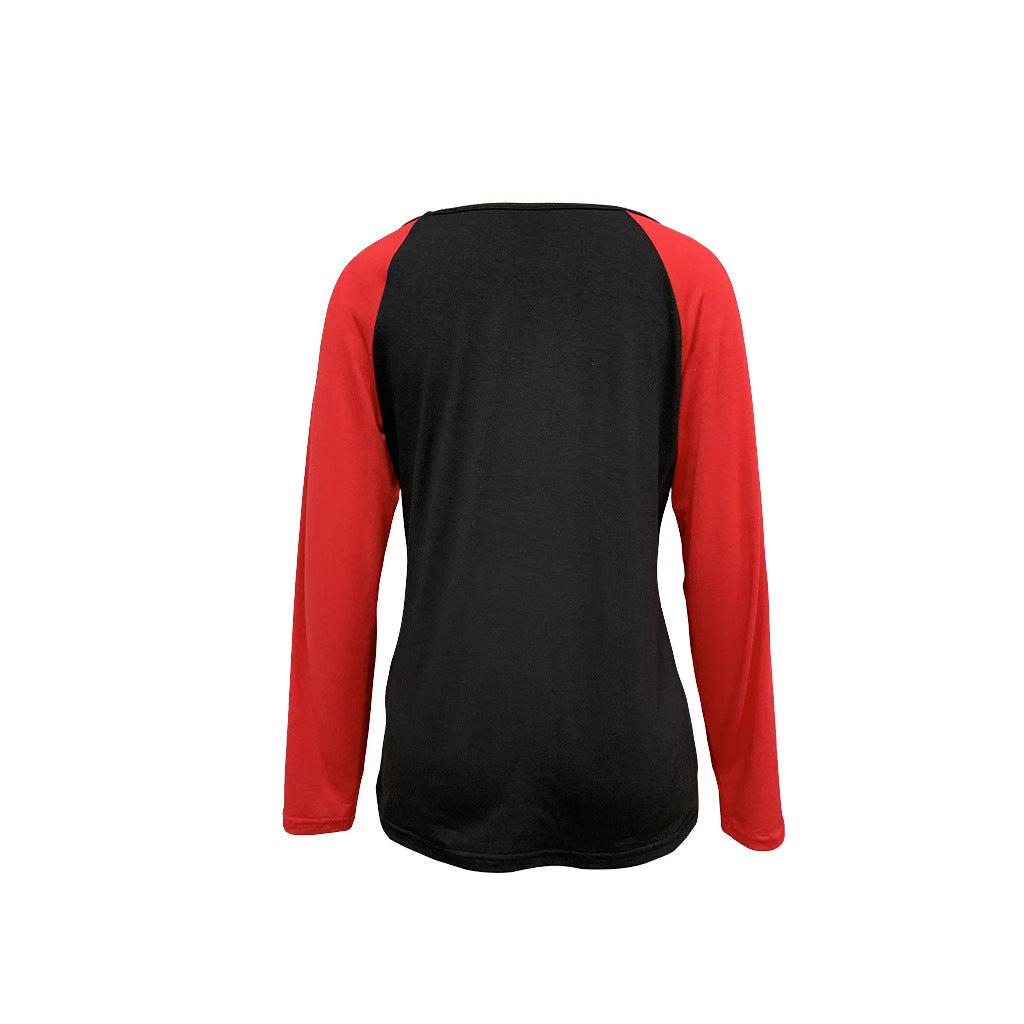 Women's Fashion Love Print Round Neck Long Sleeve T-Shirt