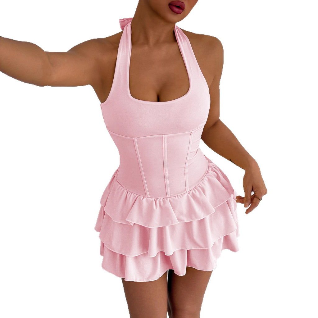 Womens Stylish Sexy Figure-hugging Strap Mini Dress