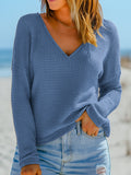 Autumn New Women's Casual Loose Plaid Retro V-neck Long Sleeve Top