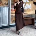 Womens Slim-Fit Long-Sleeve Figure-Lifting Hooded Dress