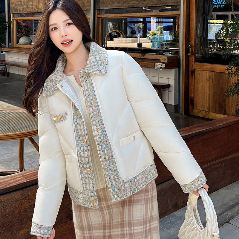 Stitching Cold Protective Clothing Western Style Slimming Warm Short Coat