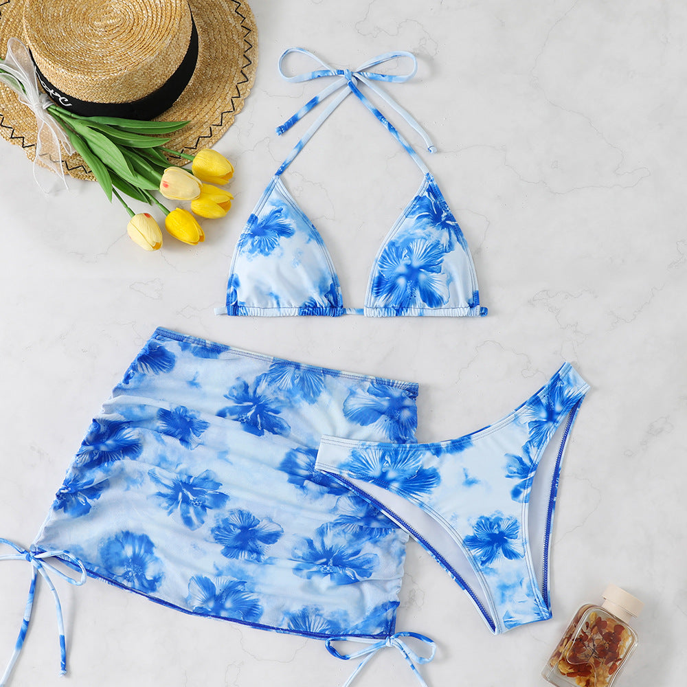 Womens Two-Piece Bikini Beach Vacation Swimsuit Three-Piece Swimwear Set