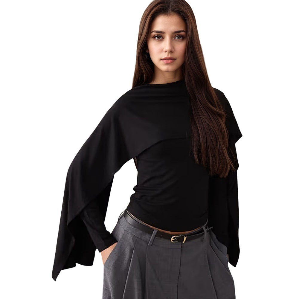 Fashion Dark High-End Cape Sleeve Women's Top