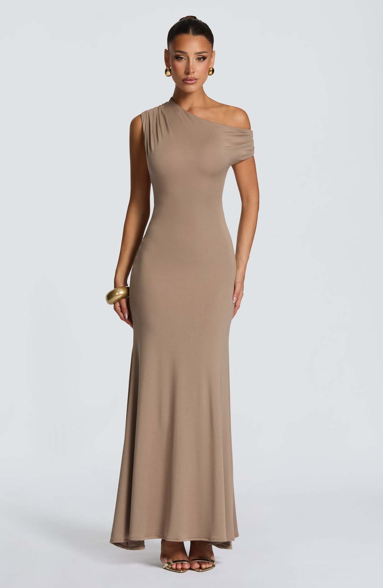 Asymmetric Off-Shoulder High-End Evening Gown