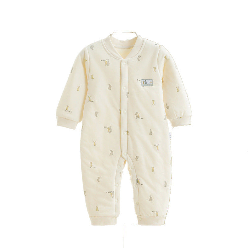 Spring And Autumn Baby Quilted Jumpsuit Three Layers Warm