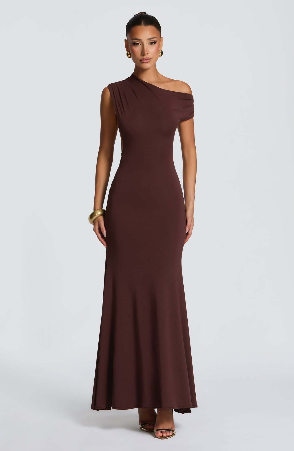 Asymmetric Off-Shoulder High-End Evening Gown