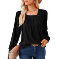 Loose-fitting T-shirt With A Square Neckline Pleats And Long Sleeves