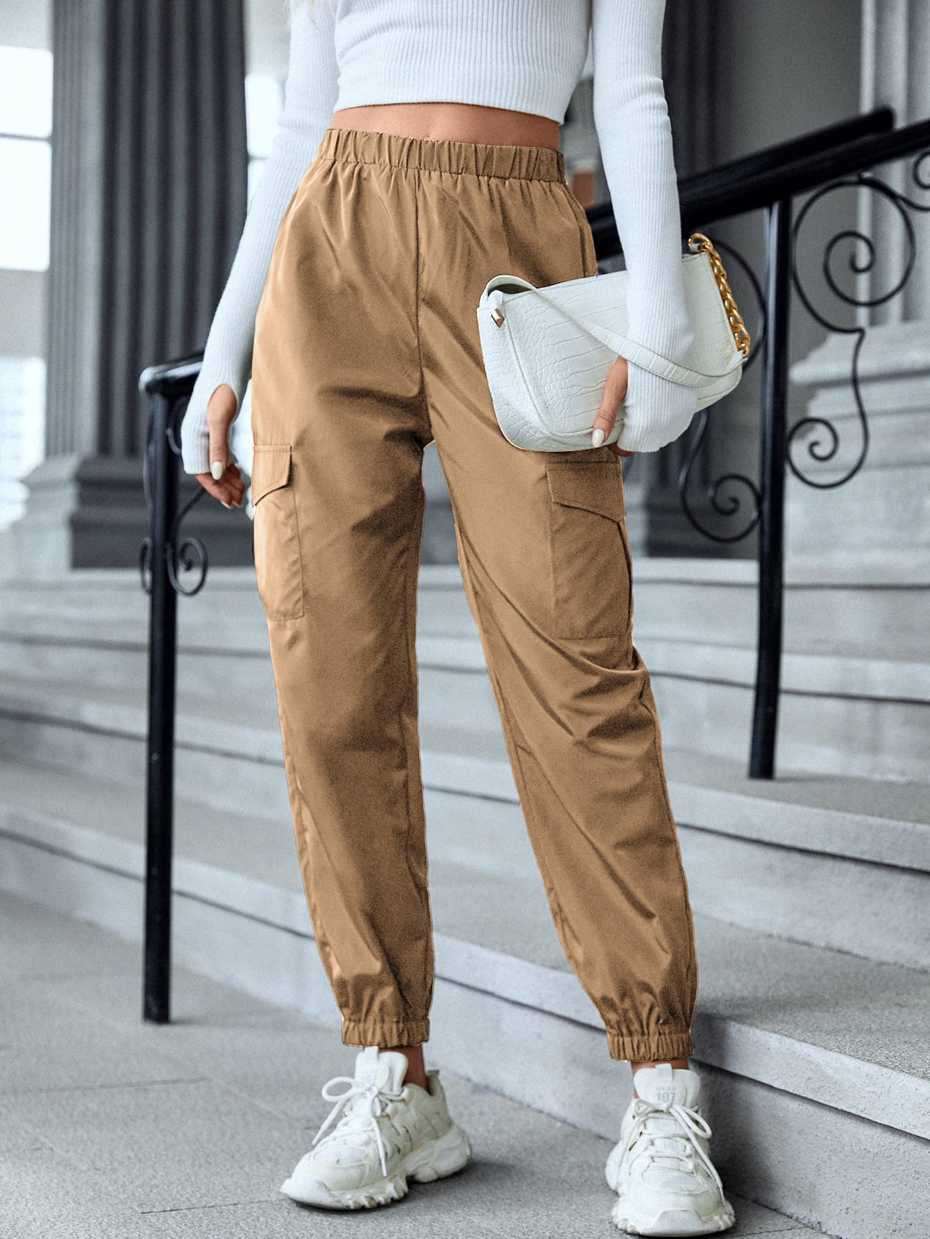 Multi-Color Casual Working Pants Multi-pocket  Pants