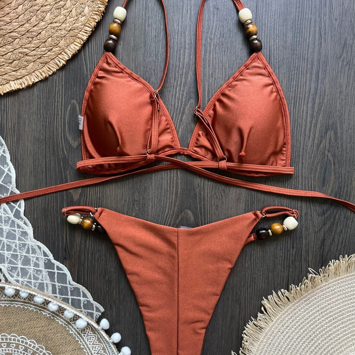 Womens Solid-Color Sexy Two-Piece Swimsuit