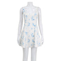 Printed Slip Dress With A Square Neckline And Open Back Featuring A Floral Pattern