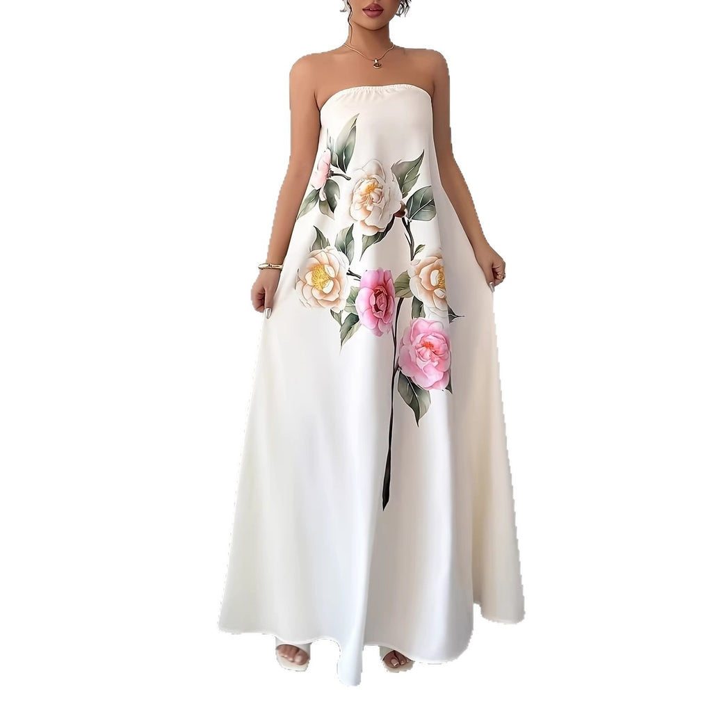 Floral Strapless Dress A Stylish Casual One-piece