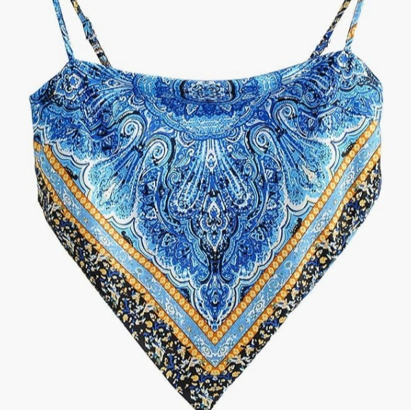 Women's Satin Print One-shoulder Vest Bustier
