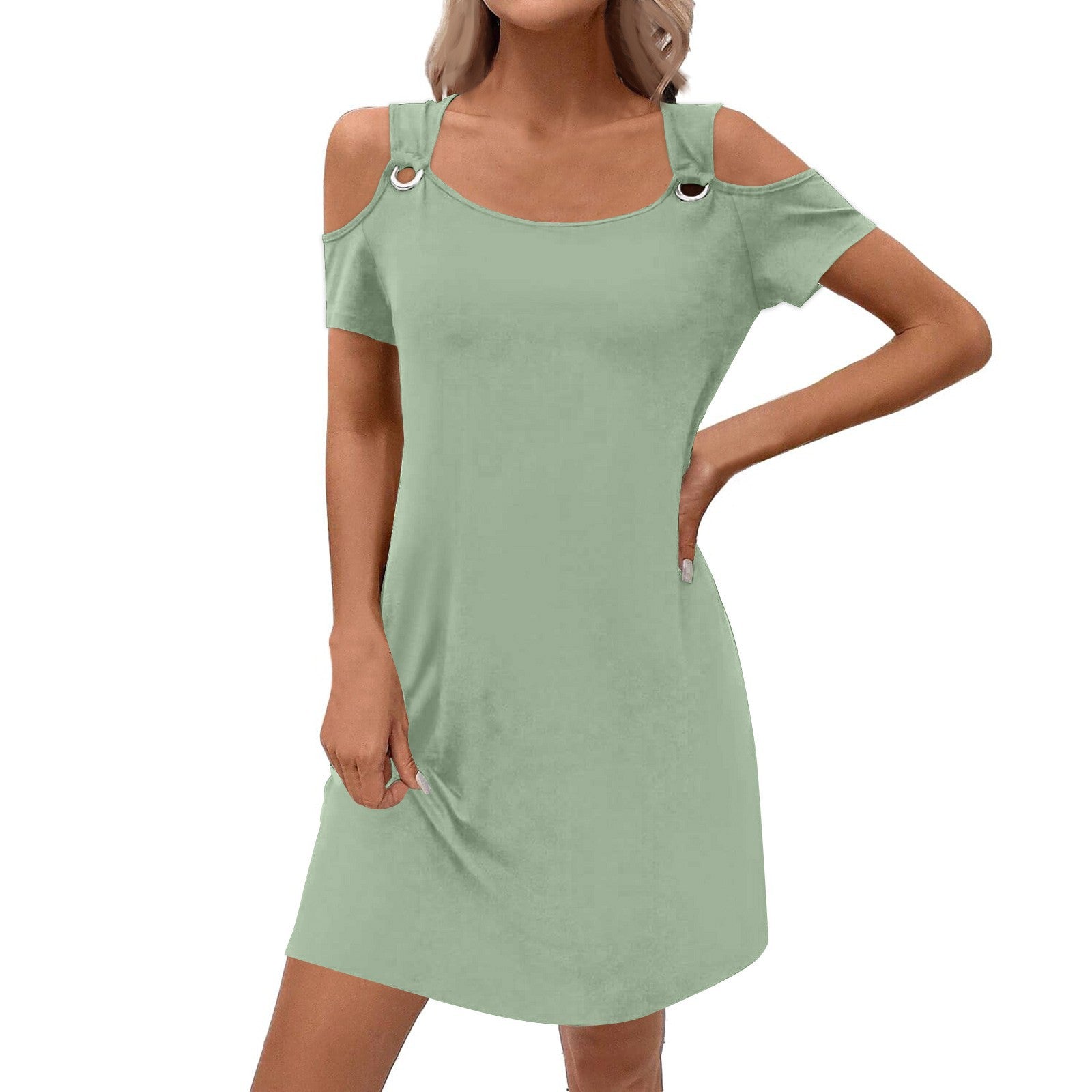 Womens Solid-Color Elegant Off-Shoulder Skirt