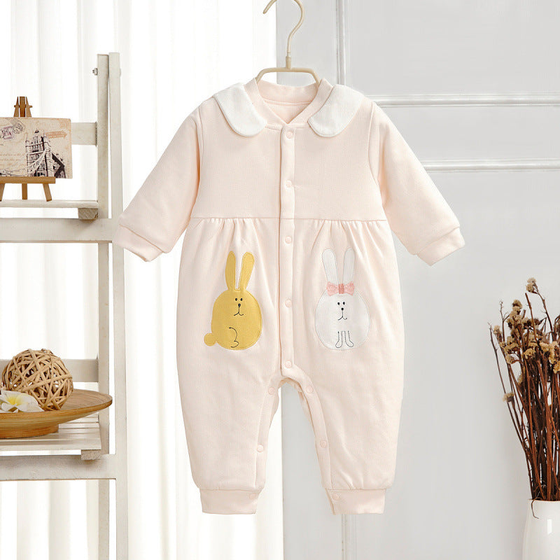 Spring And Autumn Baby Quilted Jumpsuit Three Layers Warm