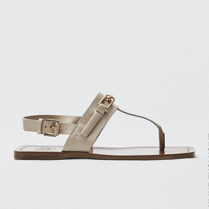 Summer New Products MD Womens Shoes Casual One-word Buckle Flat Flip-flop Sandals