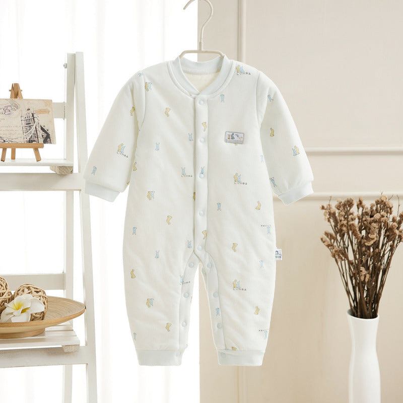 Spring And Autumn Baby Quilted Jumpsuit Three Layers Warm