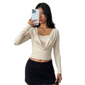 Temperament Slim-fit Inner Knitted Sweater Draped Neck Short Top