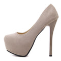 Suede High Heels Waterproof Platform Plain All-match Stiletto Shoes