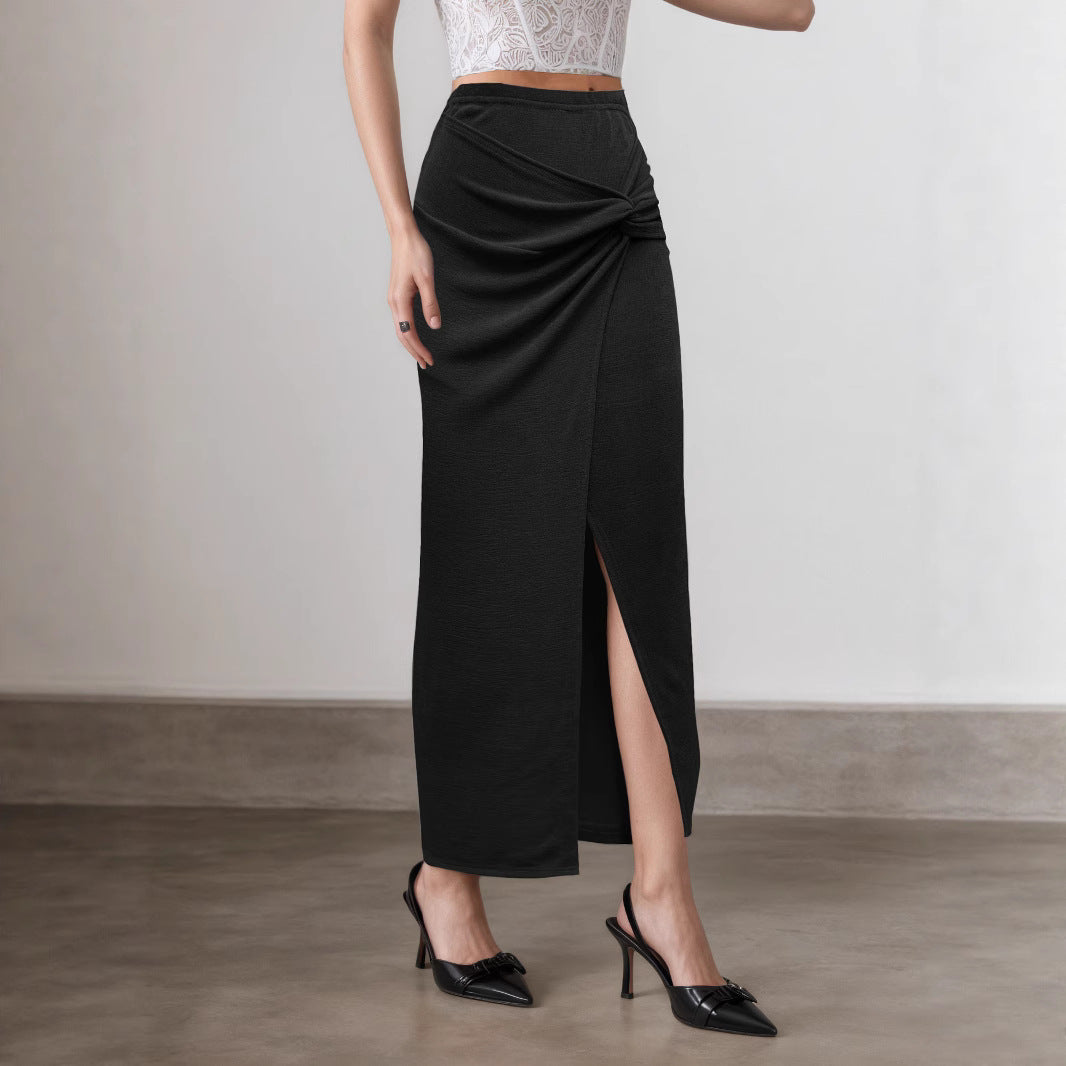 Fashionable Slim-fit Twisted Midi Skirt