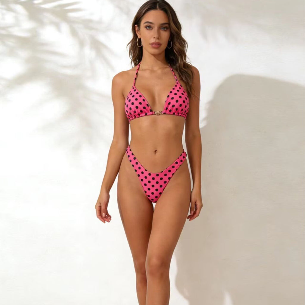Leopard-print Triangle Bikini Womens Two-piece Swimsuit