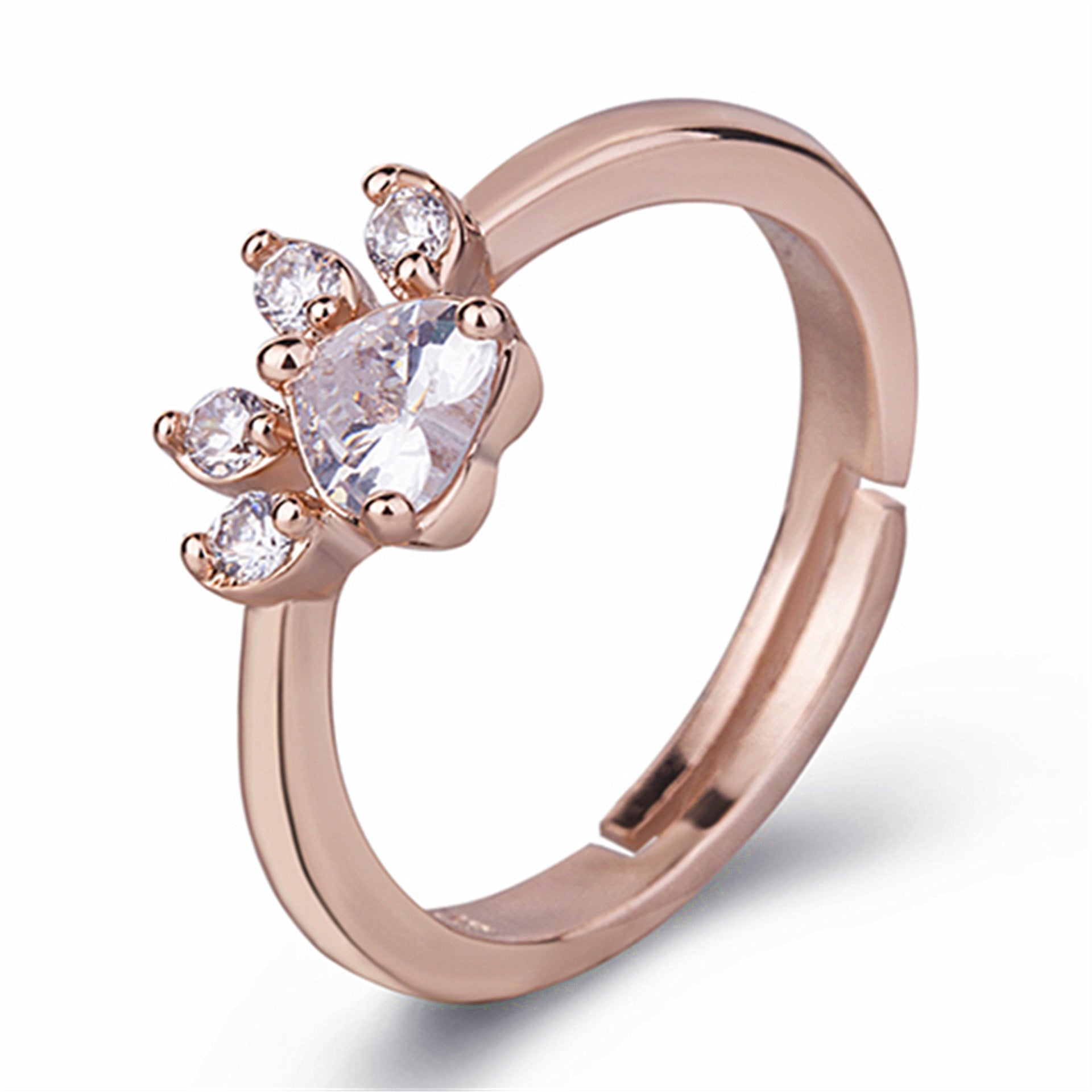 European And American Rings Rose Gold Footprints