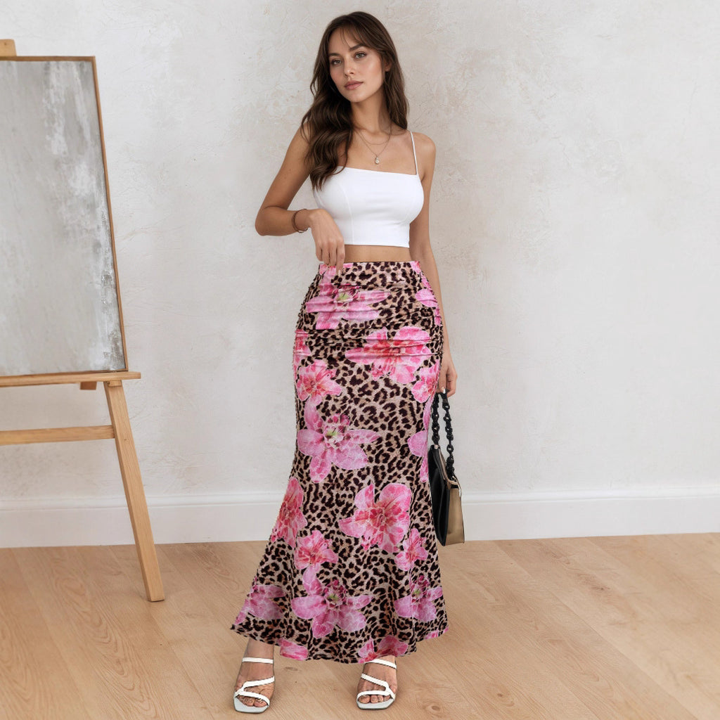 New Leopard Print Midi Skirt