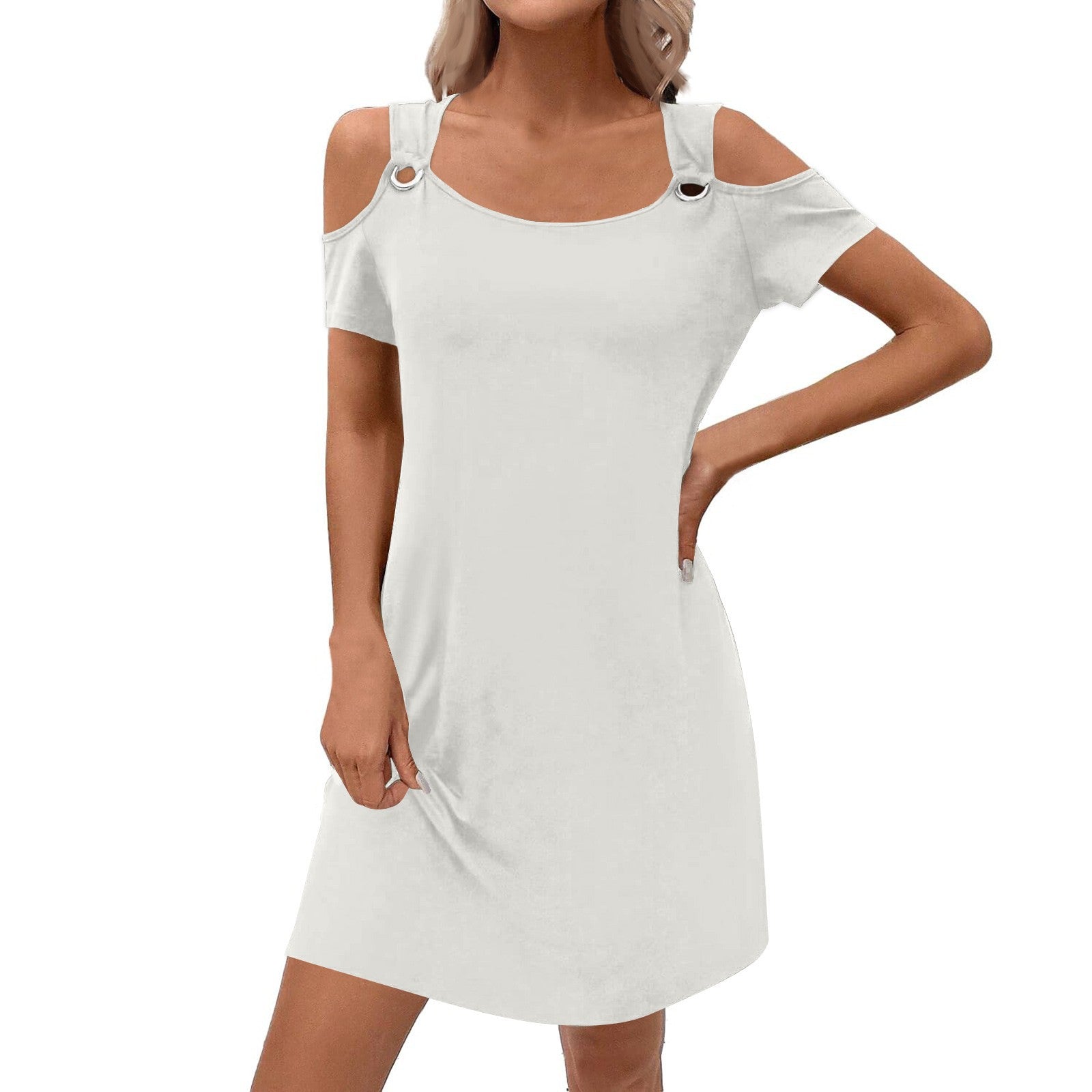 Womens Solid-Color Elegant Off-Shoulder Skirt
