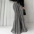 Slim-fit Striped Mid-rise Stretch Flare Pants In European And American Style