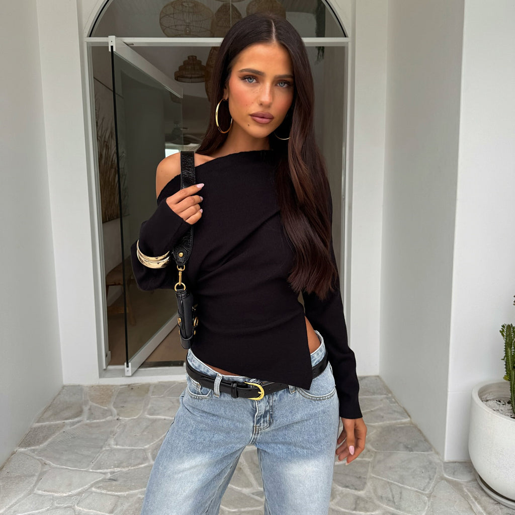 Off-shoulder Pullover German Velvet Bottoming Shirt Elegant Top