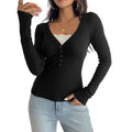 French Knit Chest Pleat Design Slim Sexy V-neck Top