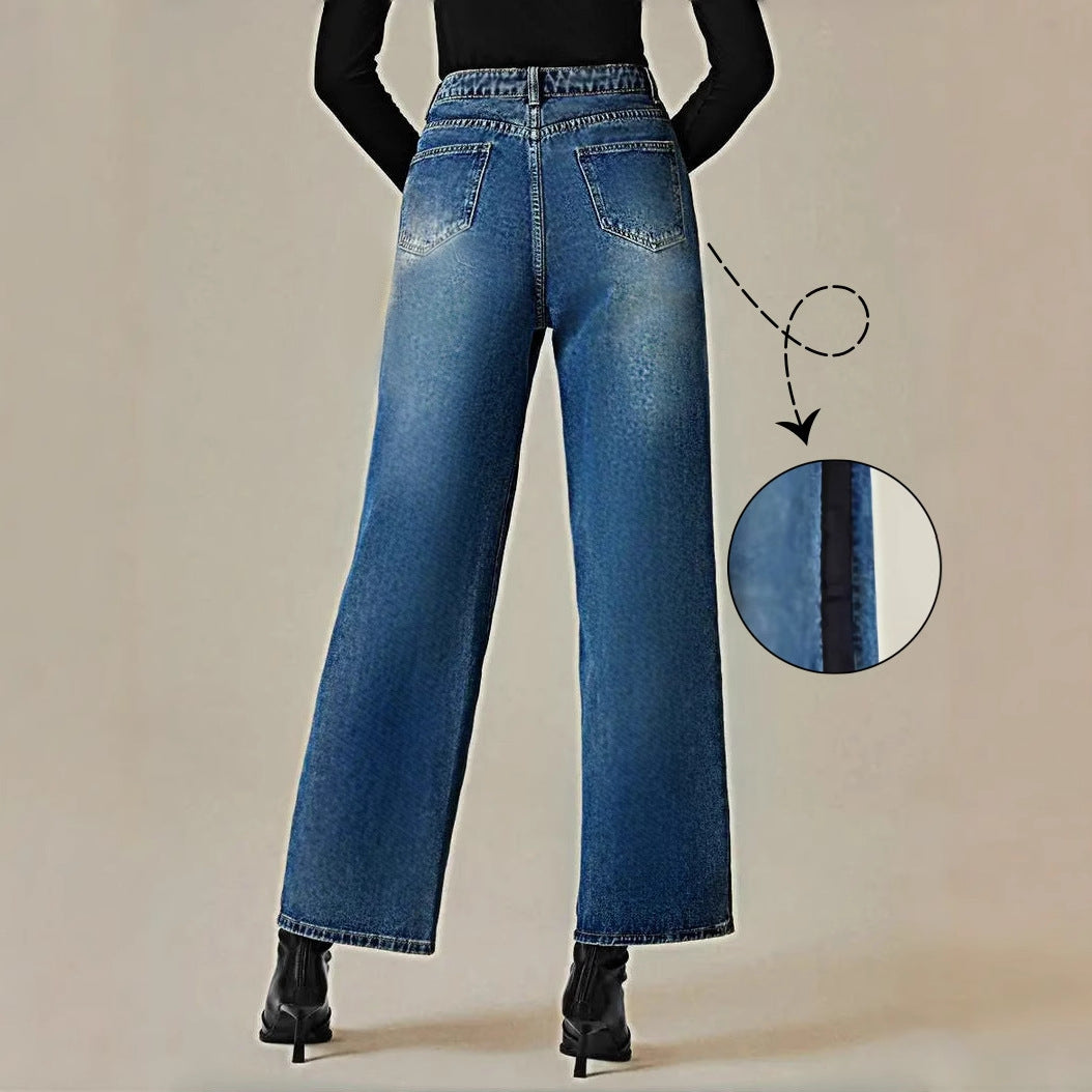 Womens Patchwork Color Block Denim Jeans
