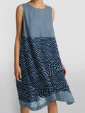 Womens Sleeveless Crew-Neck Printed Tank Top Casual Dress