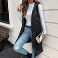 Mid-length Vest Dalin Plaid Hooded Sleeveless Coat