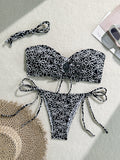 Bikini In Solid Color With A Light Reflecting Towel Like Fabric Womens Two Piece Swimsuit With Tie Up Straps