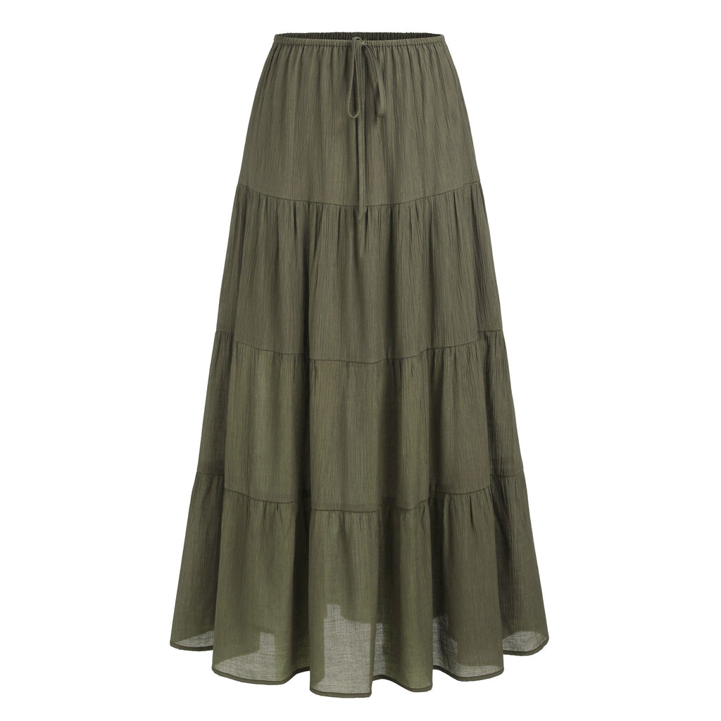 High-waisted Elastic-waist  Skirt