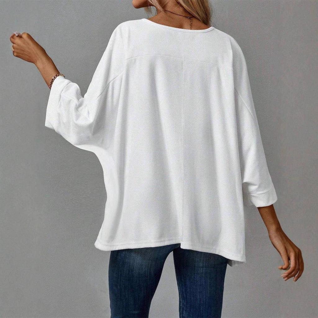 Women's Round Neck Solid Color Casual Pullover T-Shirt