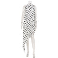 Womens Sleeveless Halterneck Polka-Dot Printed Asymmetrical Dress