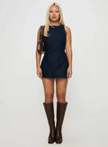 Womens Fashionable Sexy Chic Sleeveless Lace-up Denim Dress