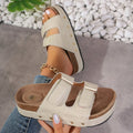 Womens Beach Shoes With Thick Soles Rivets Velcro Straps And Round Toes