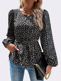 Women's V-neck Printed Belt-style T-shirt